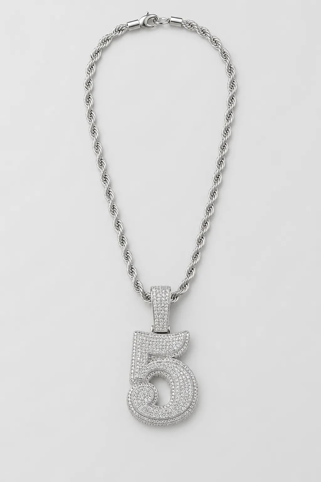 Rope Chain with Number Pendant — variant — Silver-tone
