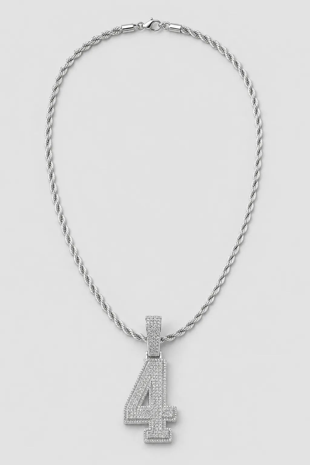 Rope Chain with Number Pendant — variant — Silver-tone