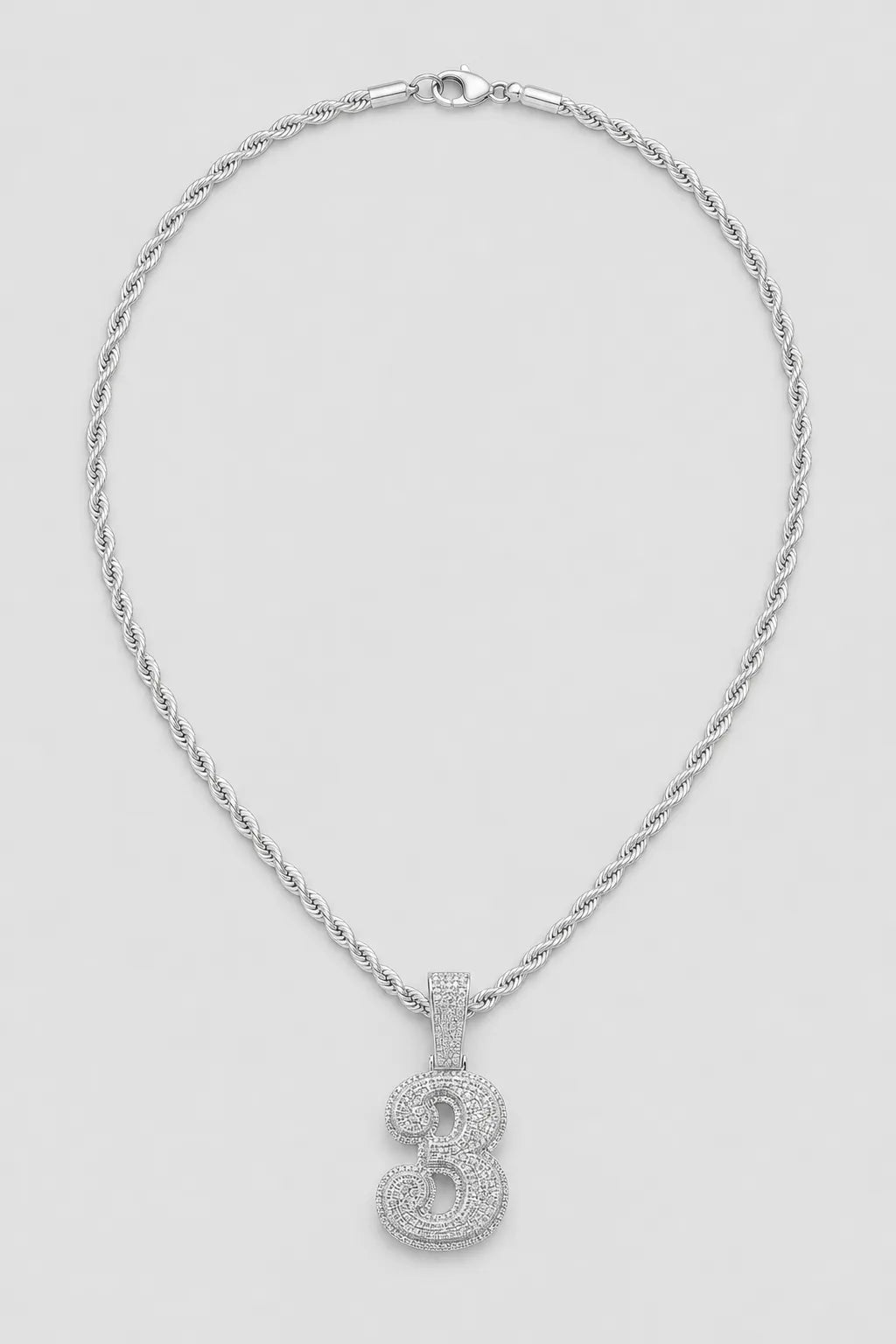Rope Chain with Number Pendant — variant — Silver-tone