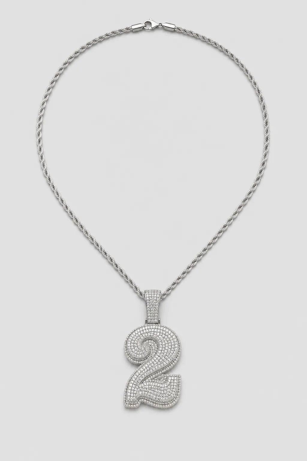 Rope Chain with Number Pendant — variant — Silver-tone