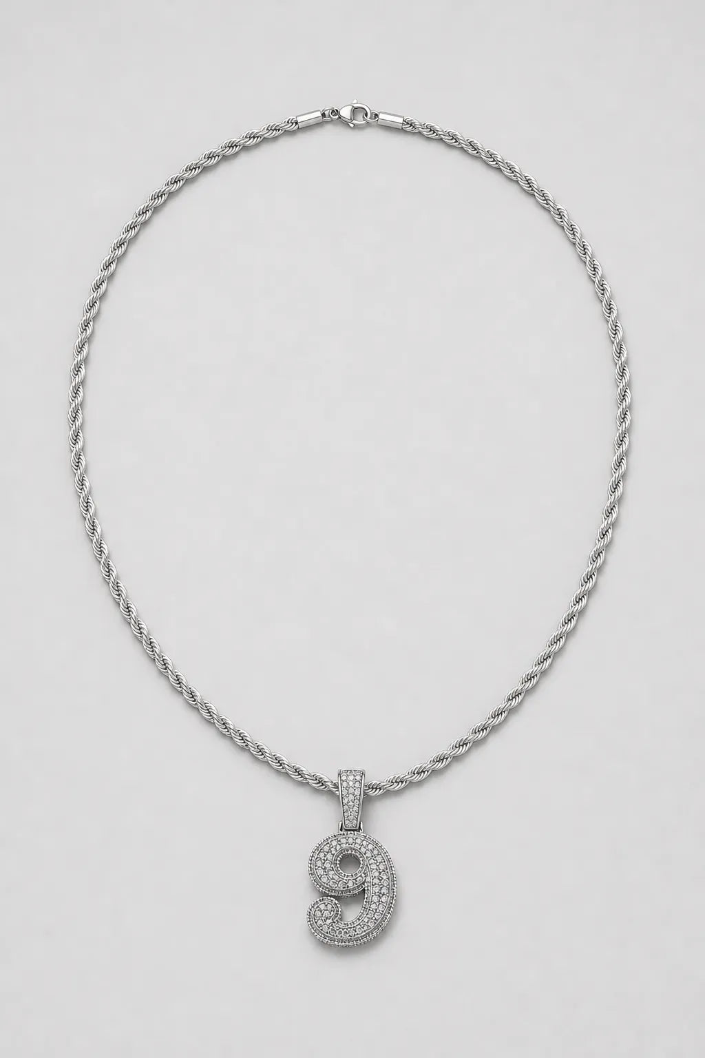 Rope Chain with Number Pendant — variant — Silver-tone