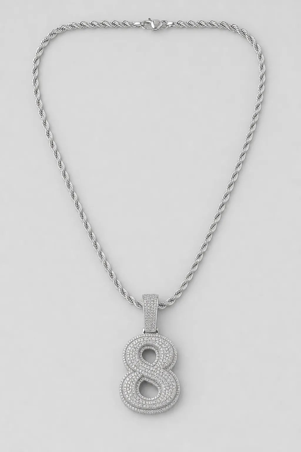 Rope Chain with Number Pendant — variant — Silver-tone