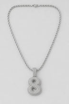 Rope Chain with Number Pendant — variant — Silver-tone