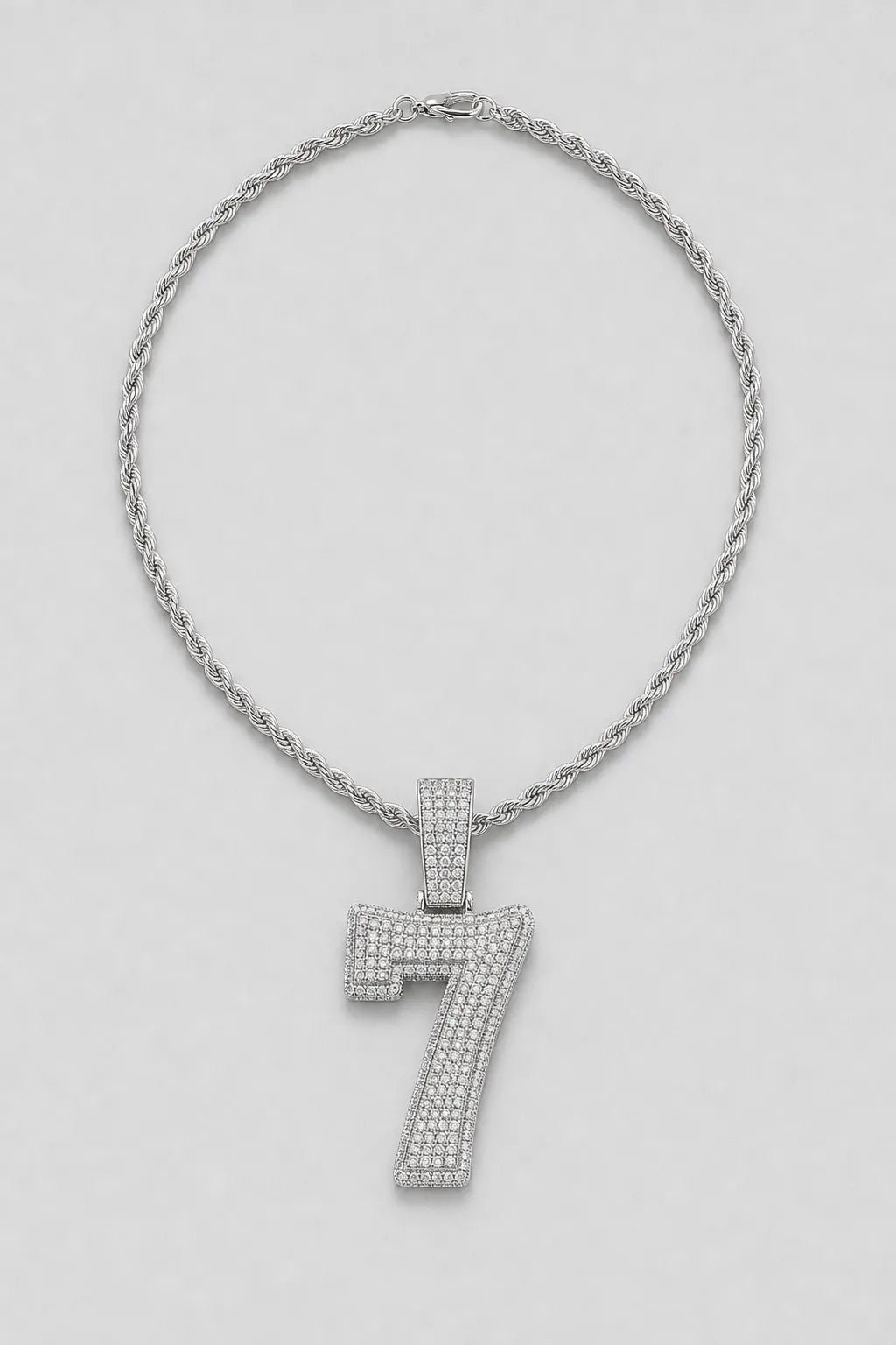 Rope Chain with Number Pendant — variant — Silver-tone