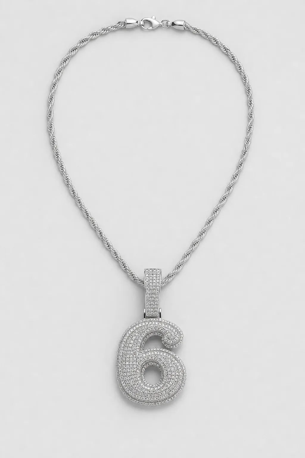 Rope Chain with Number Pendant — variant — Silver-tone
