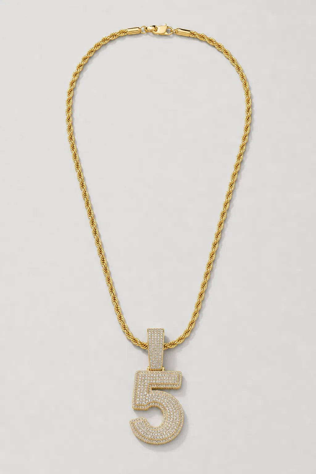 Rope Chain with Number Pendant — variant — Gold-tone