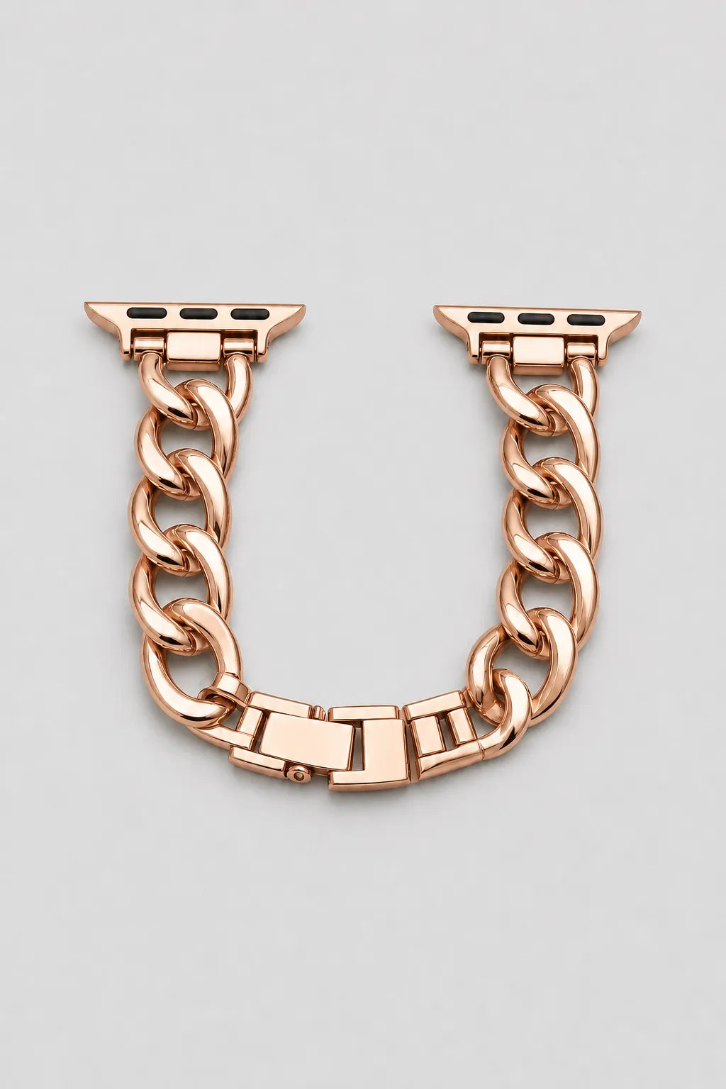 Cuban link chain Apple Watch band — presentation — Rose gold