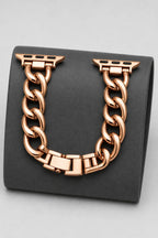 Cuban link chain Apple Watch band — stand — Rose gold