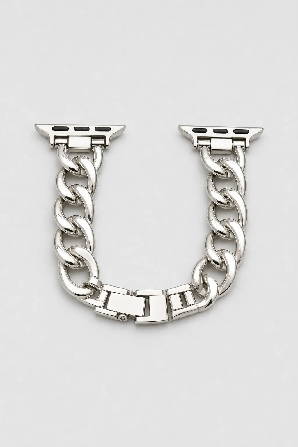 Cuban link chain Apple Watch band — variant — Silver