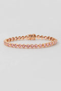 Heart Bezel Tennis Bracelet — Rose-gold-tone with clear/pink heart stones — product view