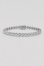 Heart Bezel Tennis Bracelet — Silver-tone with clear stones — colour variant