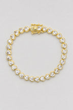 Heart Bezel Tennis Bracelet — Gold-tone with clear stones — colour variant