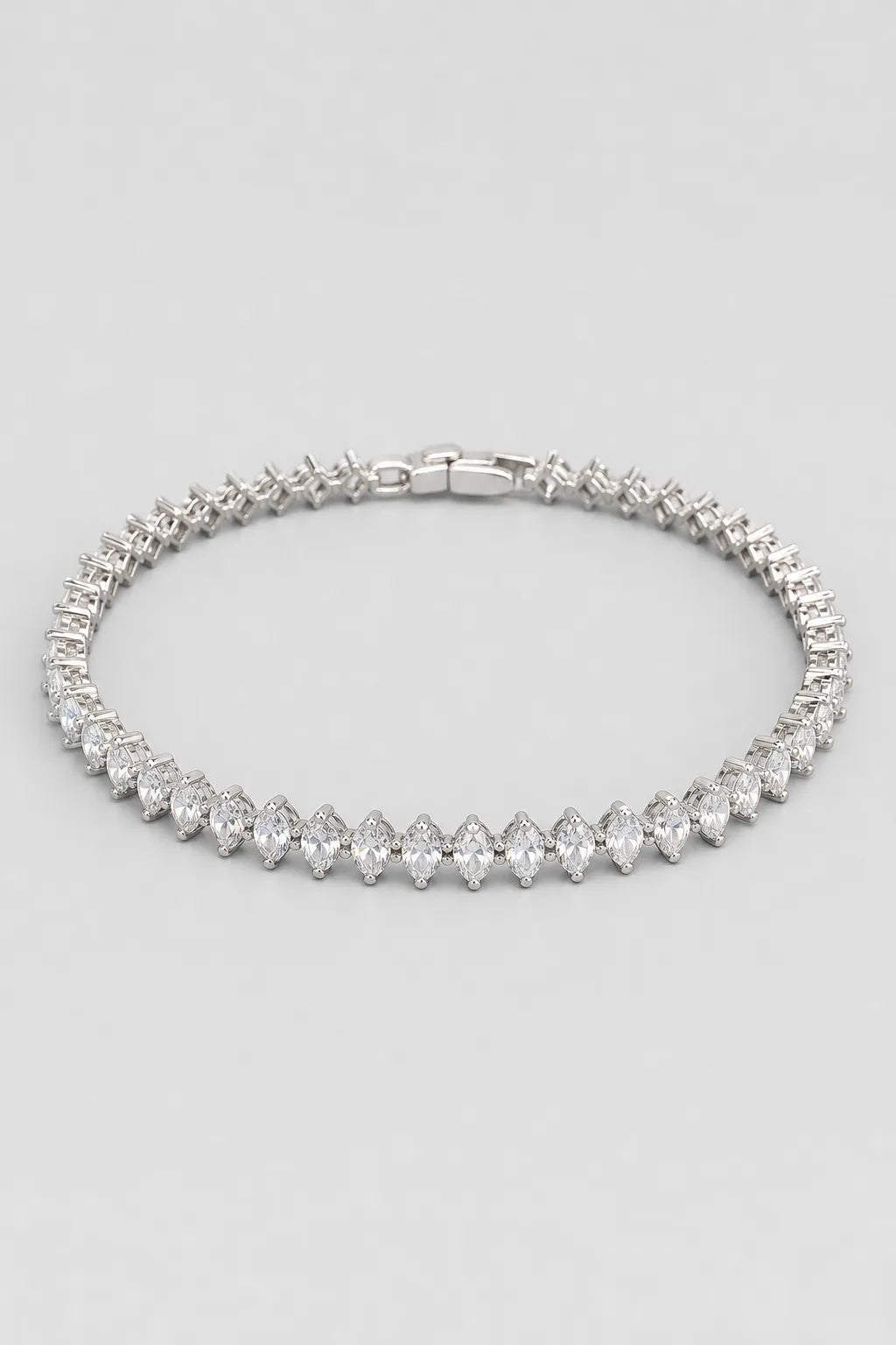 Marquise Tennis Bracelet — Main - silver-tone marquise CZ line — product view