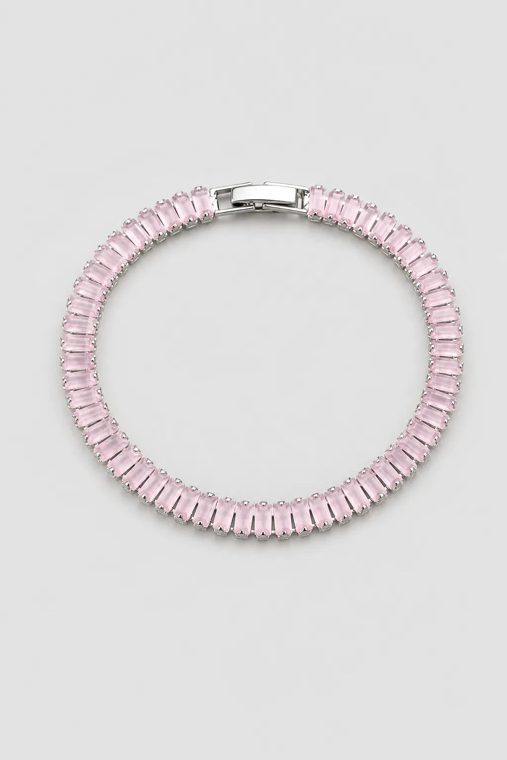 Baguette Tennis Bracelet — Pink A — colour variant