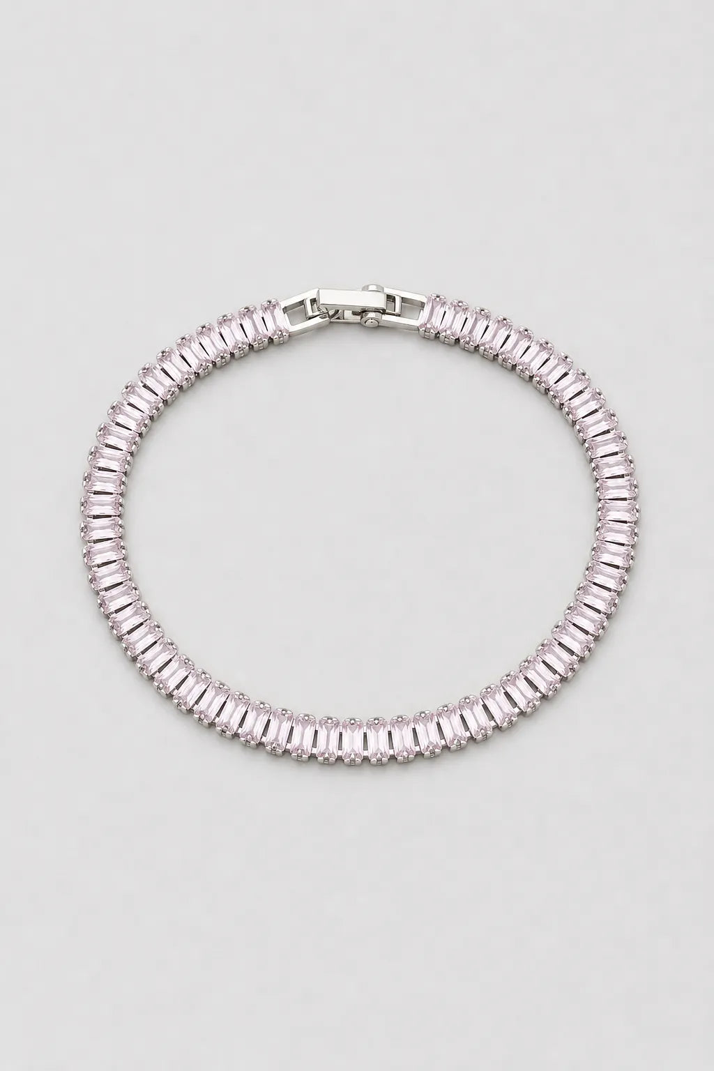 Baguette Tennis Bracelet — Pink B — colour variant