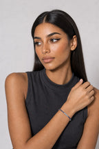 Two Tone Tennis Bracelet — Main — two tone blue tennis bracelet — worn on an adult wrist
