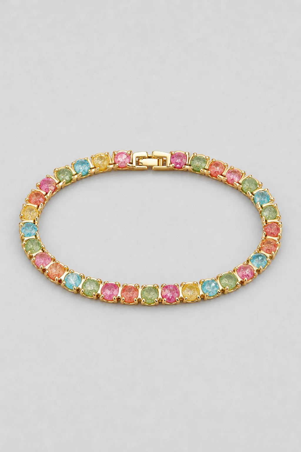 Multicolor Tennis Bracelet — Gold-tone multicolour bracelet — product view