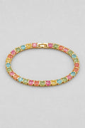 Multicolor Tennis Bracelet — Gold-tone multicolour bracelet — product view