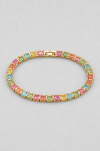 Multicolor Tennis Bracelet — Gold-tone multicolour bracelet — product view