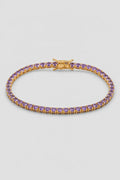 Purple Tennis Bracelet — Gold-tone, purple stones — product view