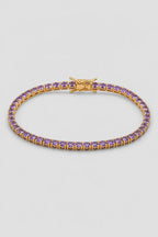 Purple Tennis Bracelet — Gold-tone, purple stones — product view