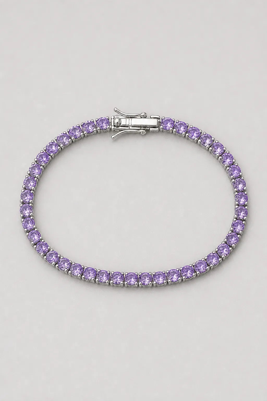 Purple Tennis Bracelet — Silver-tone, purple stones — colour variant
