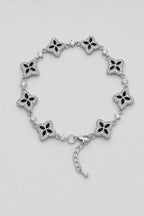 Flower Tennis Bracelet — Silver-tone with black centres — colour variant