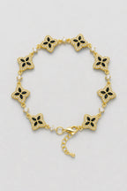 Flower Tennis Bracelet — Gold-tone with black centres — colour variant