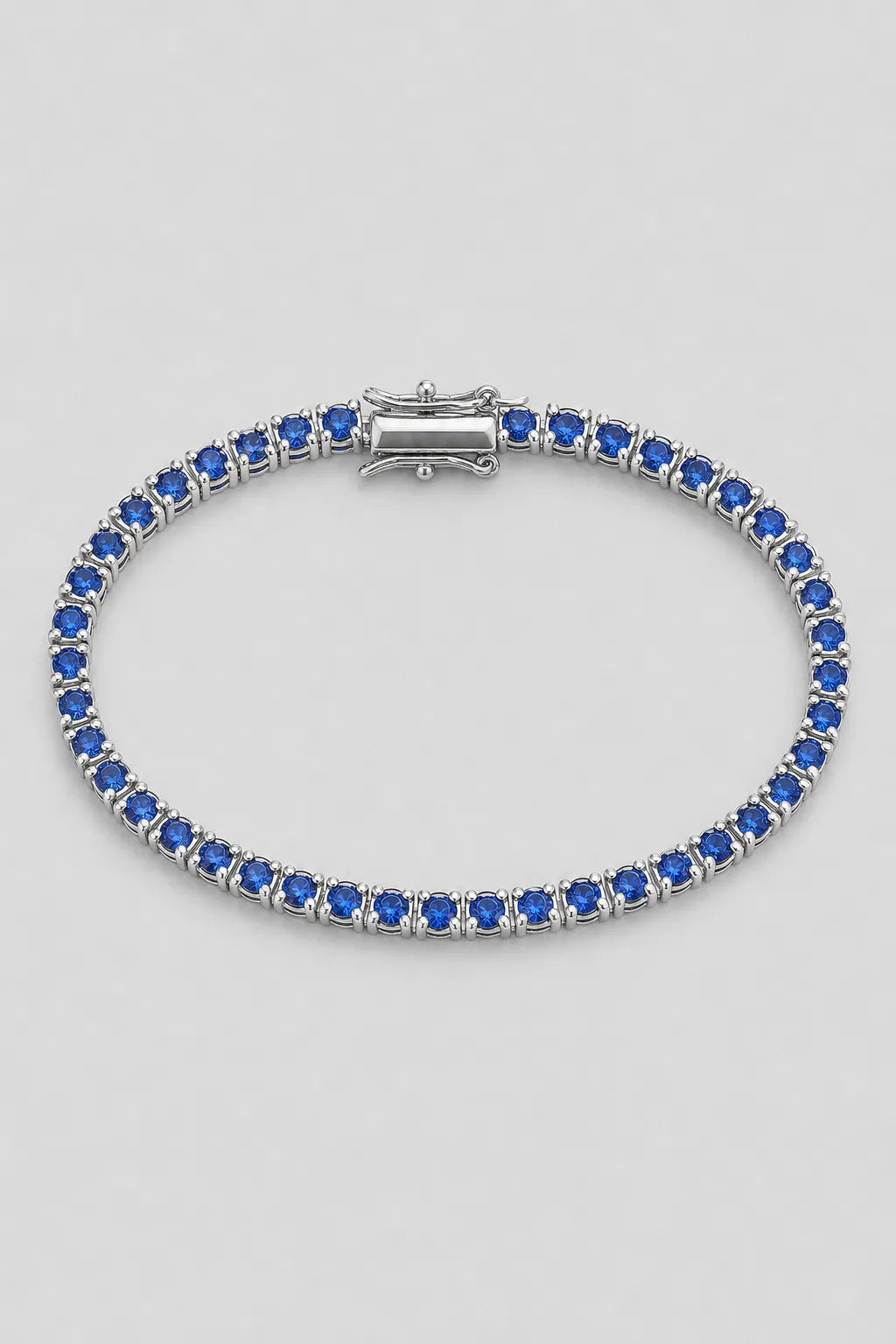 Blue Tennis Bracelet — 3mm — sapphire-blue stones — product view