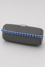 Blue Tennis Bracelet — 3mm — sapphire-blue stones — on a display cushion