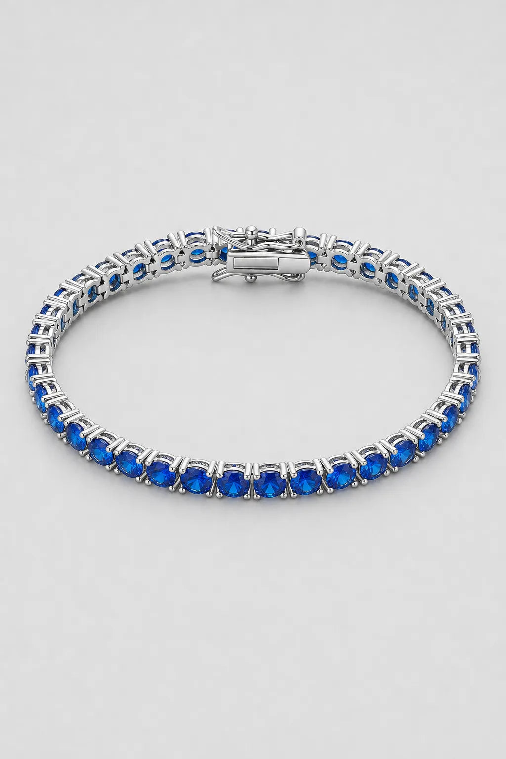 Blue Tennis Bracelet — 4mm — sapphire-blue stones — colour variant