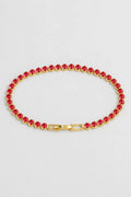 Red Tennis Bracelet — Red stones — gold-tone metal — product view