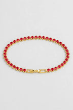 Red Tennis Bracelet — Red stones — gold-tone metal — product view