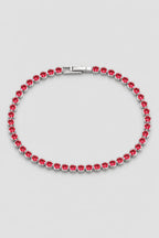 Red Tennis Bracelet — Red stones — silver-tone metal — colour variant