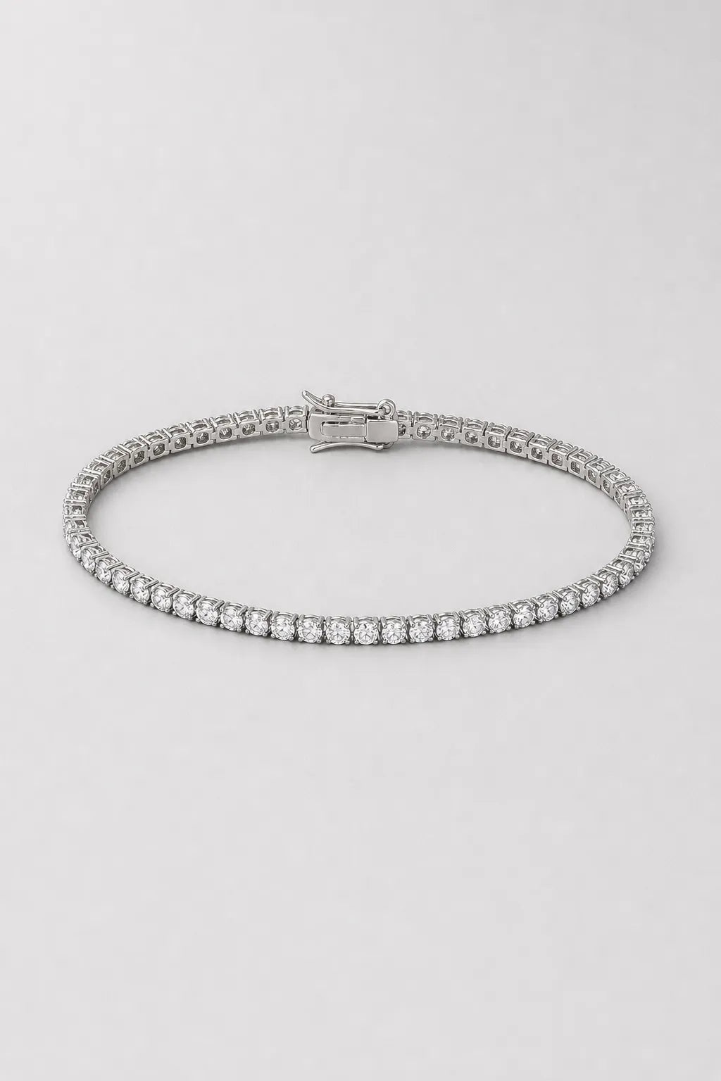 3mm Tennis Bracelet — 3mm tennis bracelet — silver-tone — product view