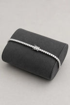 3mm Tennis Bracelet — 3mm tennis bracelet — silver-tone — on a display cushion