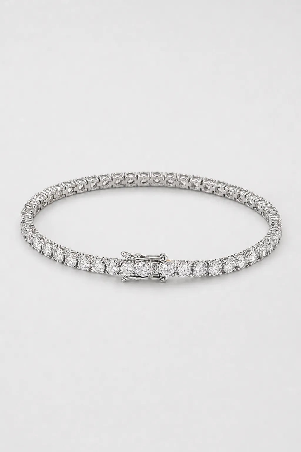 4mm Tennis Bracelet — 4mm silver-tone tennis bracelet — primary — product view