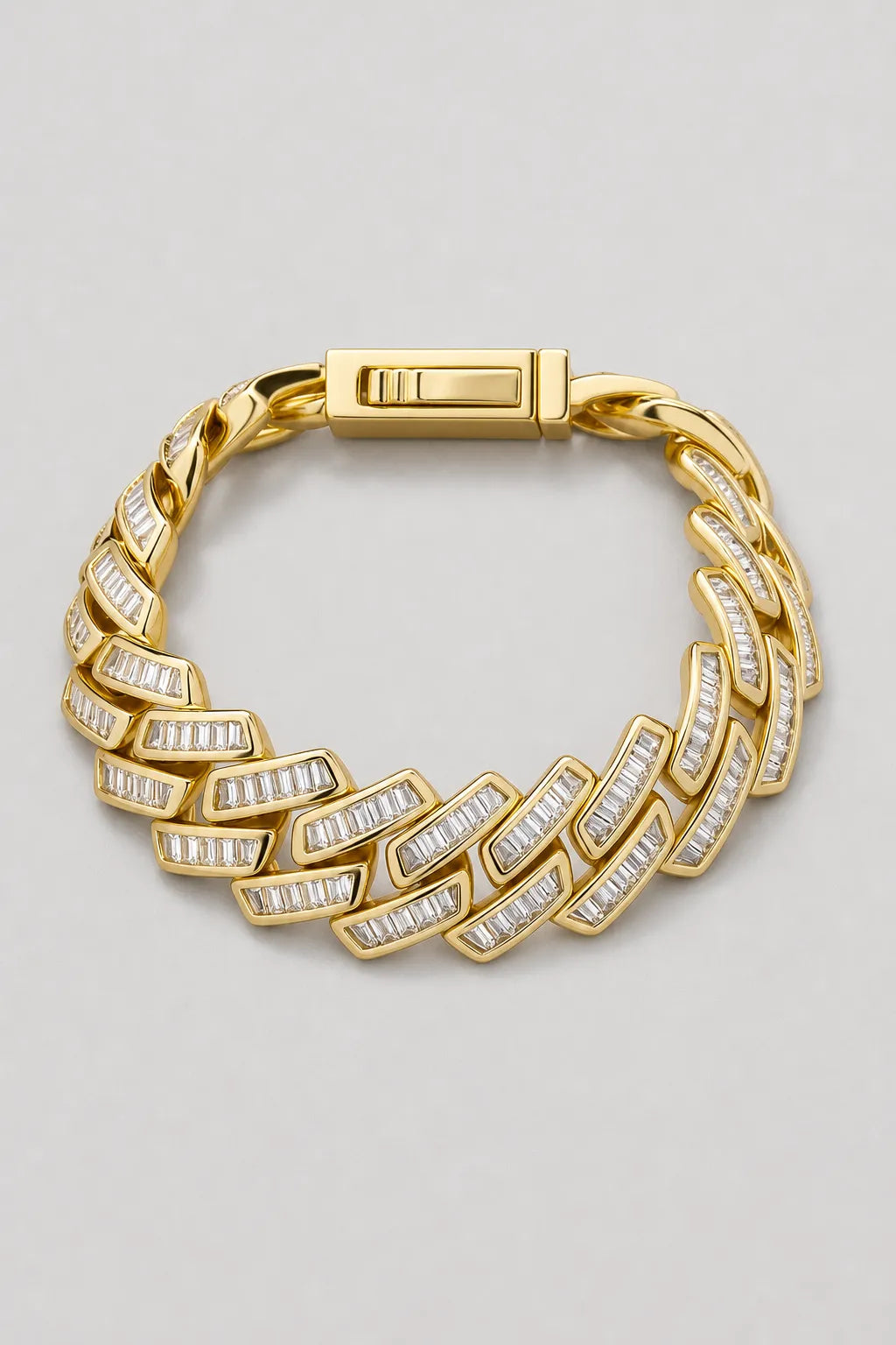 baguette cuban link bracelet — Gold-tone — presentation