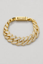 baguette cuban link bracelet — Gold-tone — presentation
