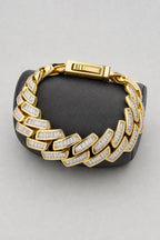 baguette cuban link bracelet — Gold-tone — stand