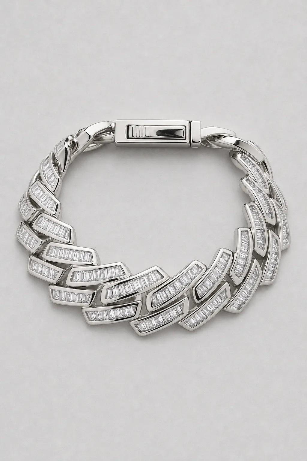 baguette cuban link bracelet — Silver-tone — colour