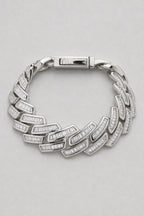 baguette cuban link bracelet — Silver-tone — colour