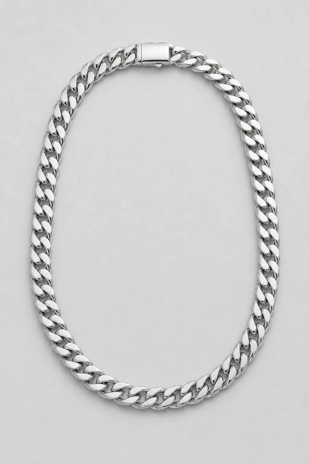 12mm silver cuban link chain — Silver-tone — presentation