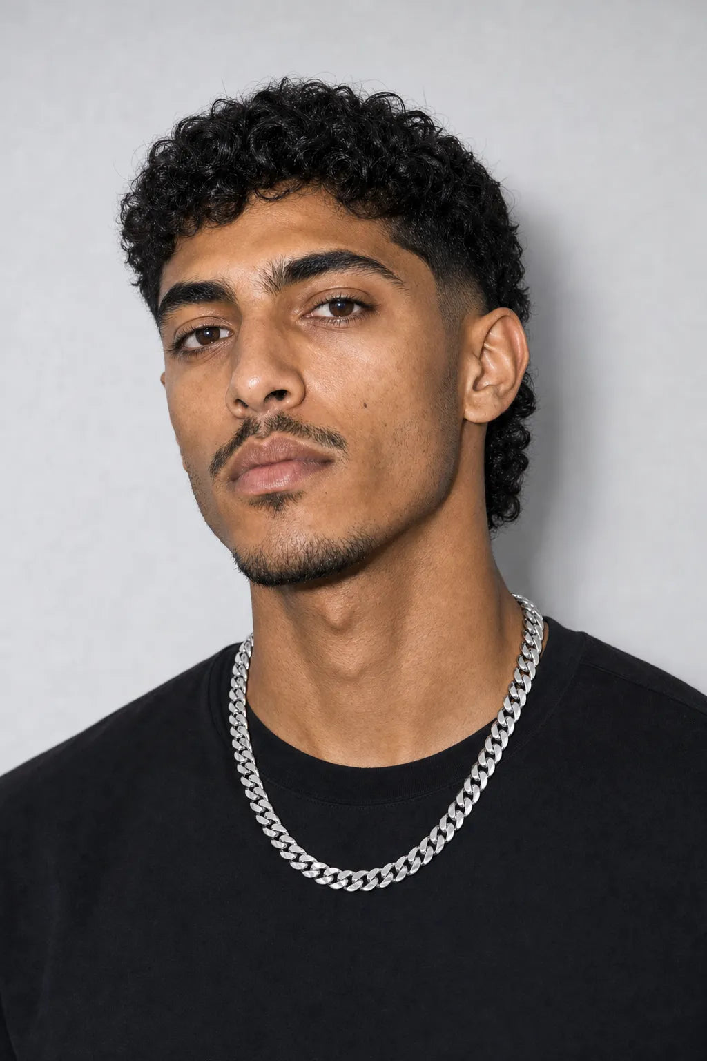12mm silver cuban link chain — Silver-tone — worn