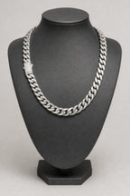 12mm silver cuban link chain — Silver-tone — stand