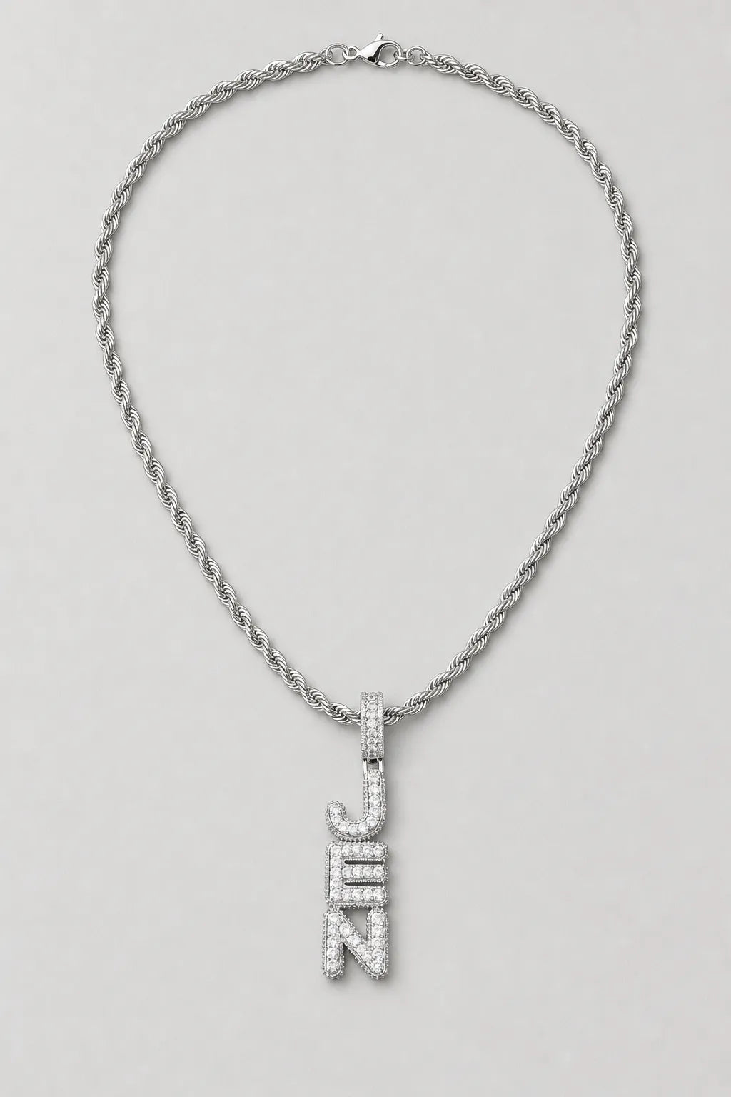 vertical name chain — Silver-tone — presentation