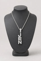 vertical name chain — Silver-tone — stand