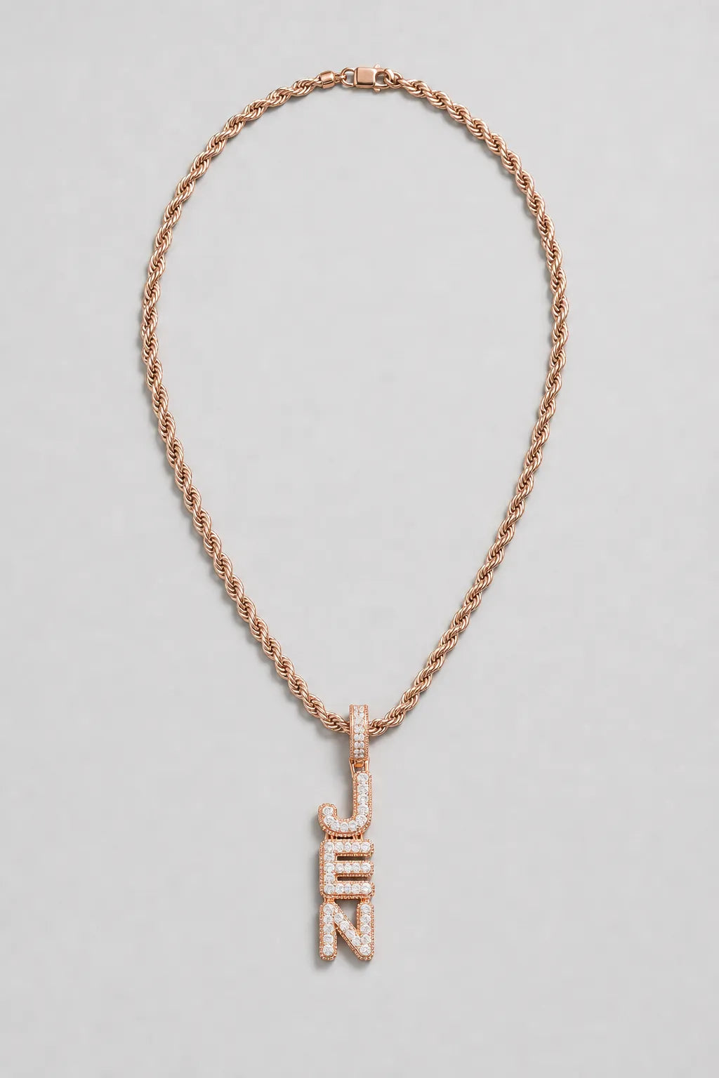 vertical name chain — Rose gold-tone — colour