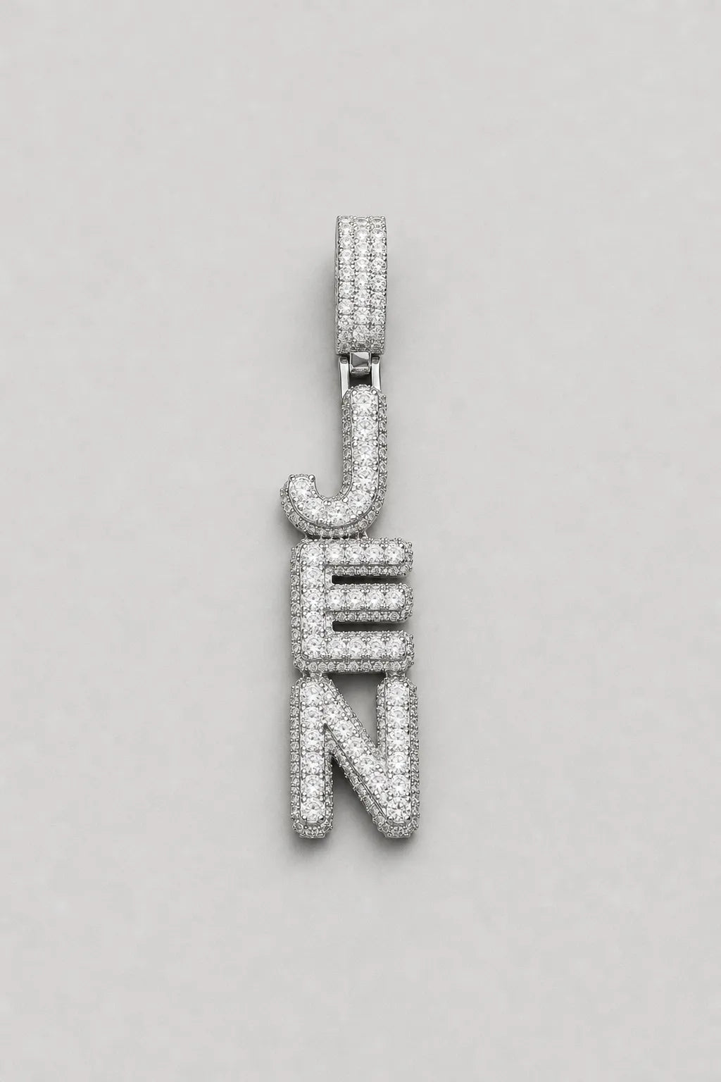 vertical name chain — Silver-tone — pendant only