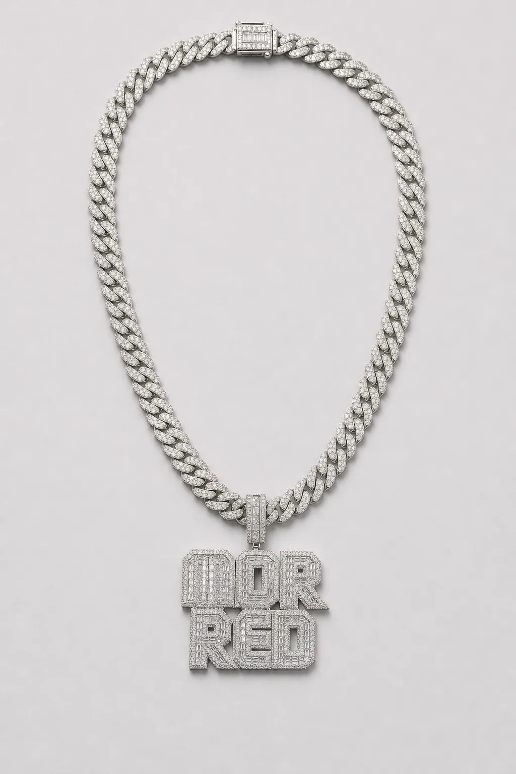 baguette name chain — Silver-tone — presentation